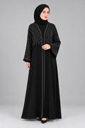 Black Chevron Stonework Abaya — Black