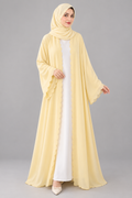 Butter Yellow Scallop Open Abaya — Yellow