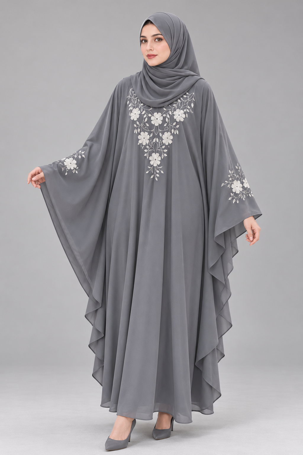 Floral embroidery abaya