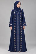 Navy Floral Embroidery Abaya — Navy
