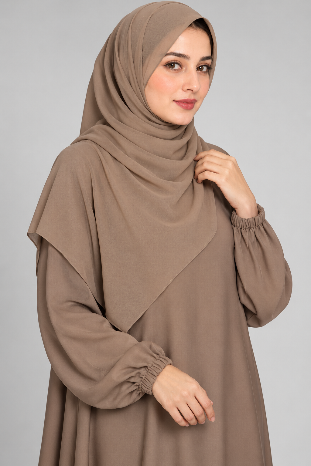 Taupe Plain Closed Abaya — Taupe